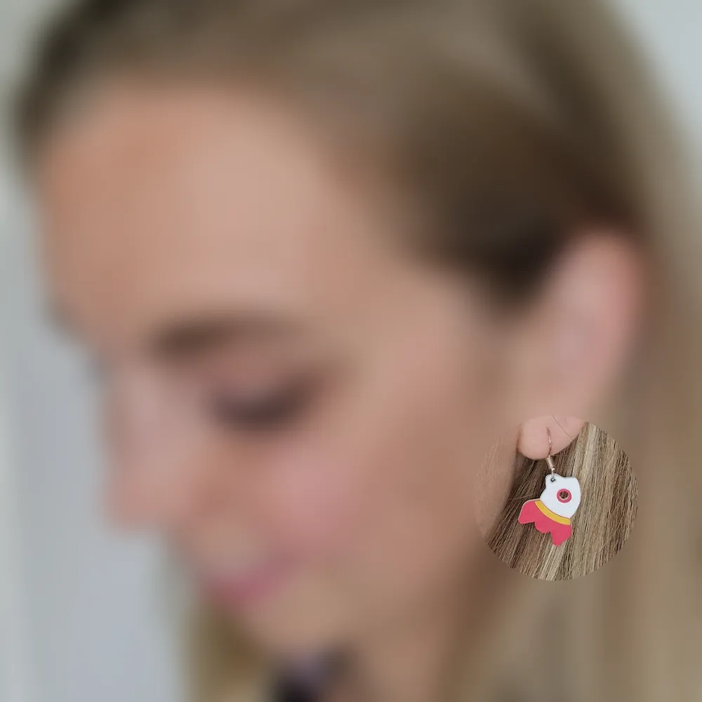 Space rocket earrings view 2