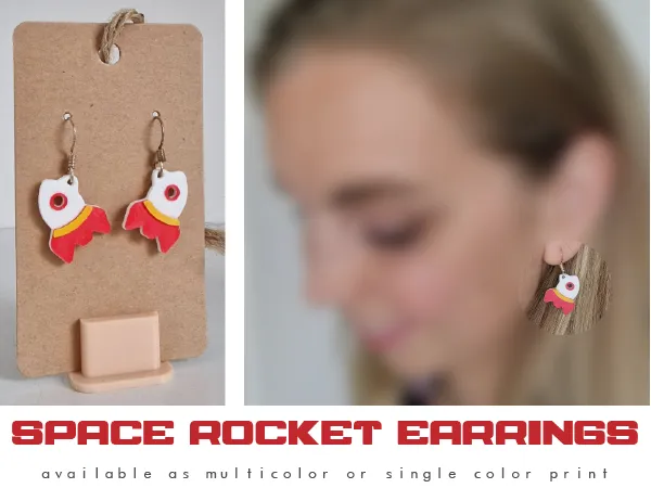 Space rocket earrings
