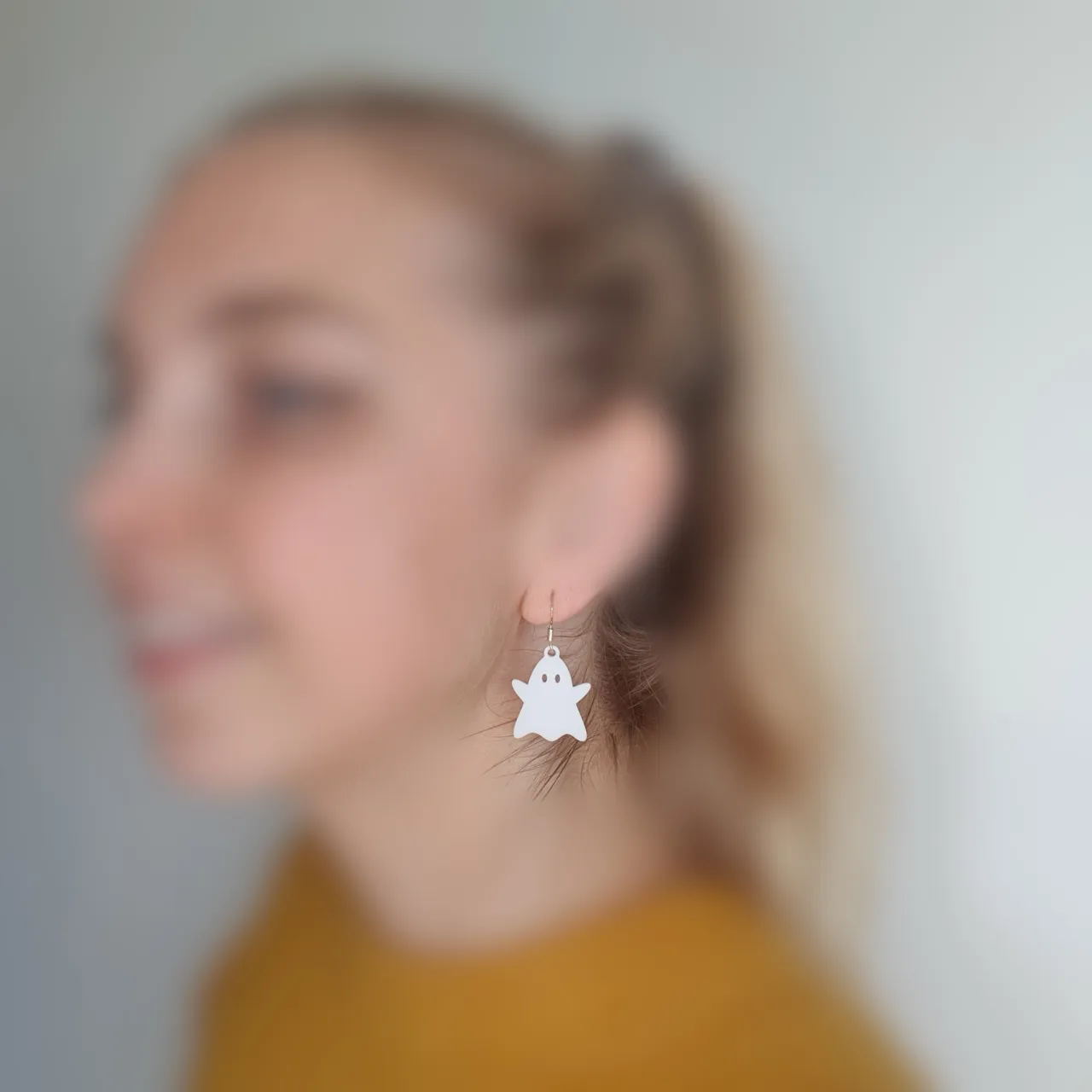 Ghost earrings view 2