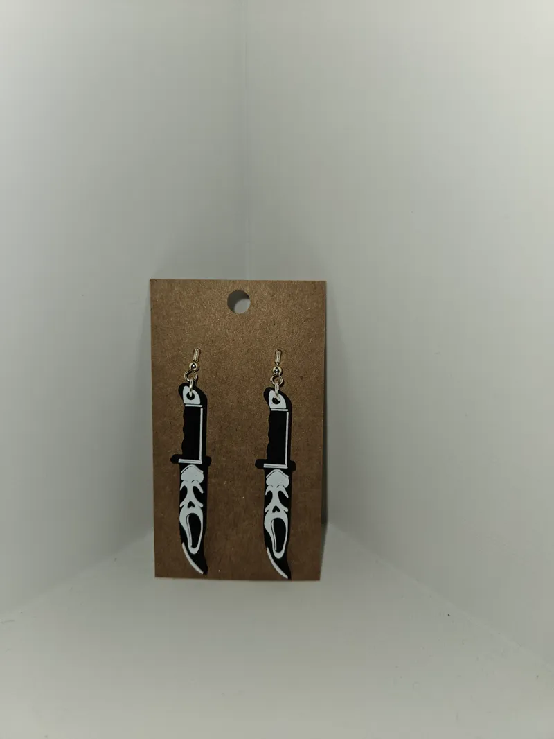 Scream horror knife earrings