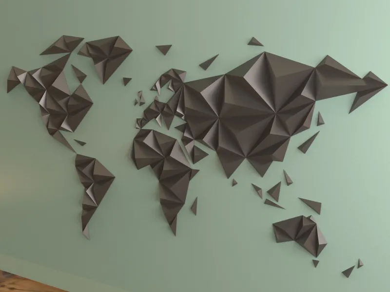 World map low poly wall art 50cm