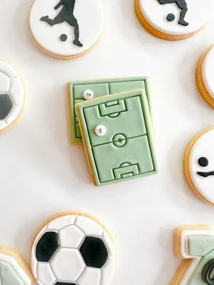 Soccer field cookie embosser and cutter