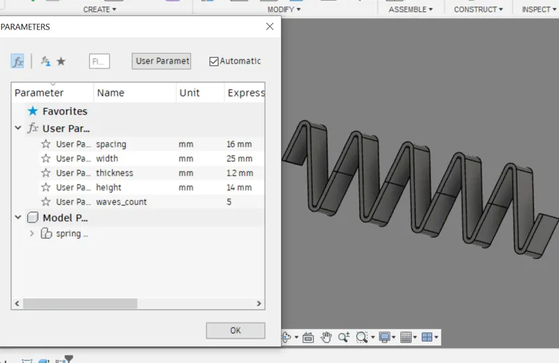 Parametric spring for Fusion 360