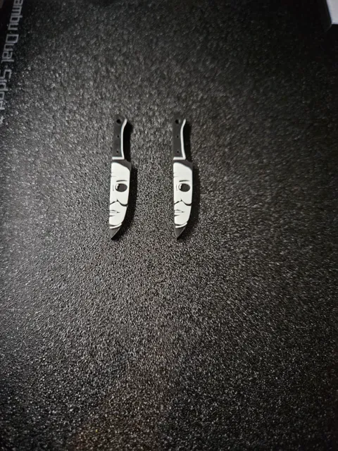Michael Myers knife earrings view 2