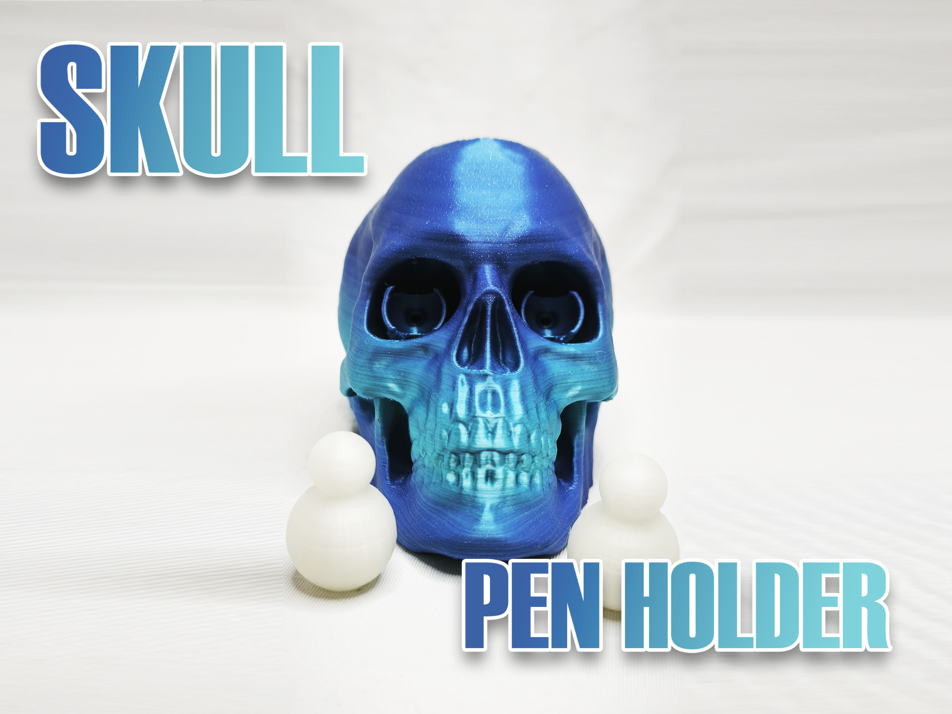 Skull Pen Holder with Articulated eyes