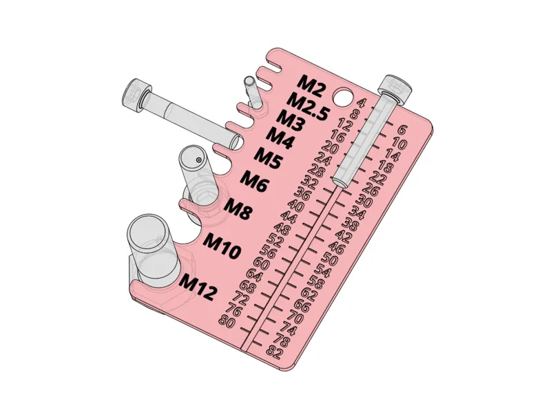 Screw measuring tool - card size - M2-M12, 0-82 mm