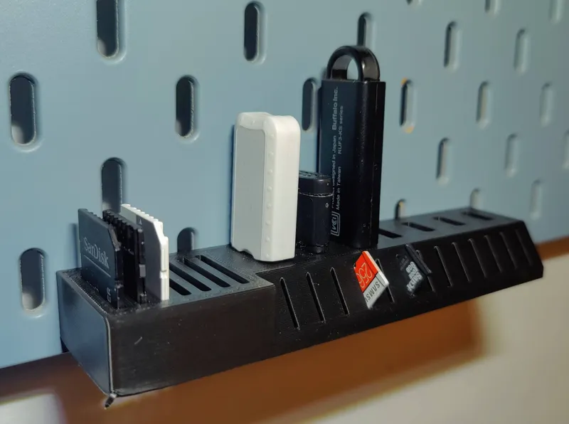 USB and SD card holder for Skadis