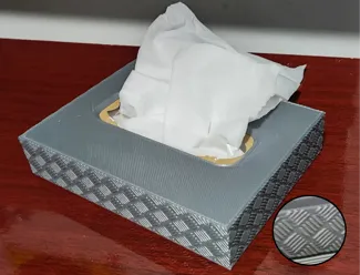 Tissue box cover with truck floor pattern 