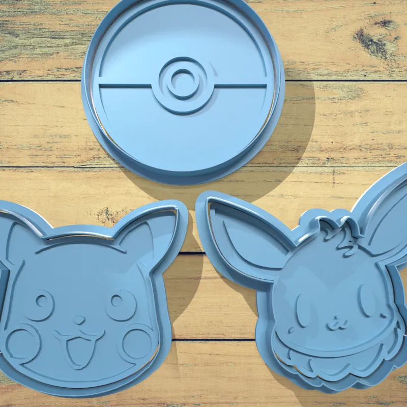 Pokemon Cookie Cutter Set / Pikachu Eevee Pokeball