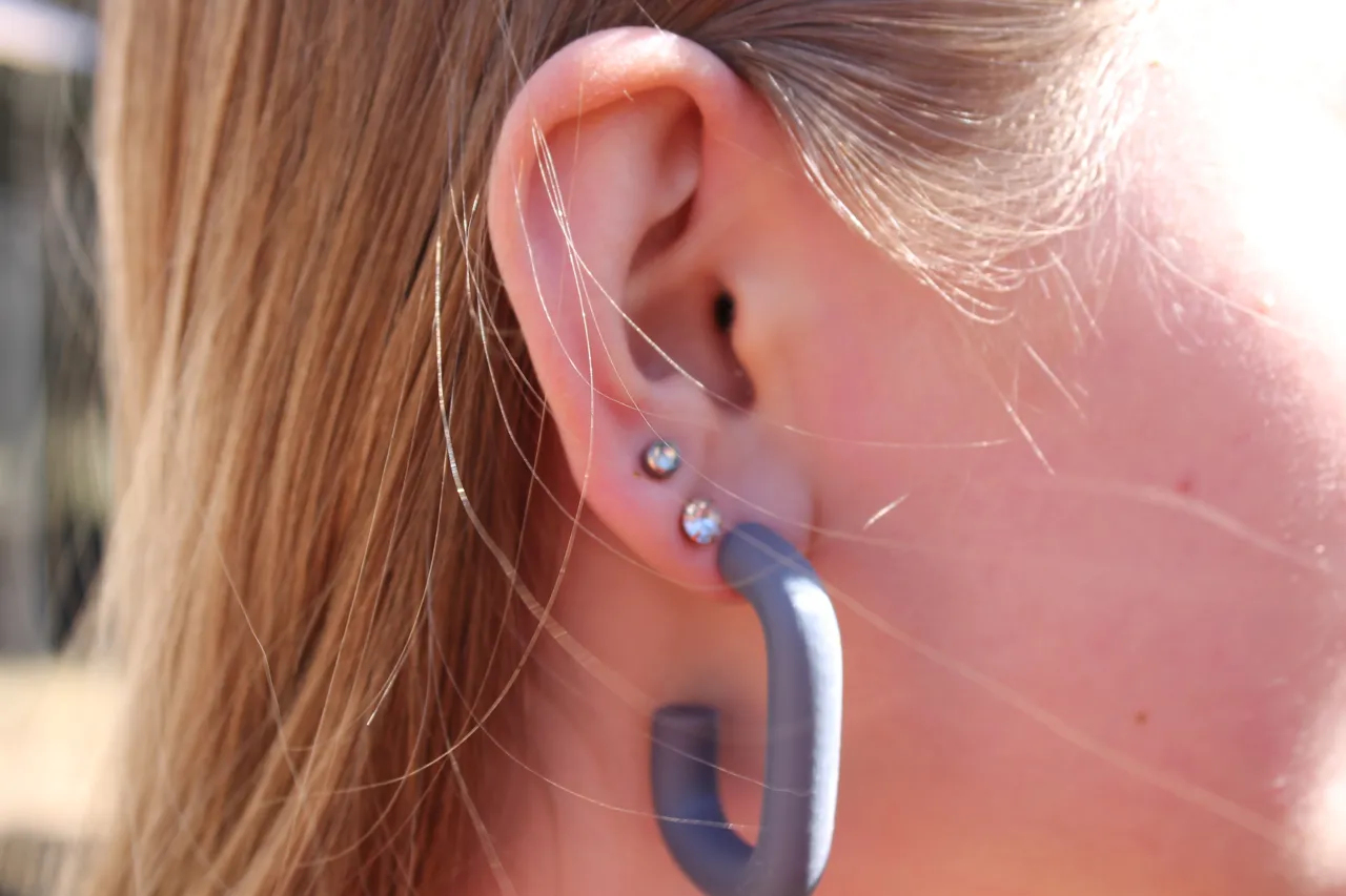 tube-shaped earrings view 2
