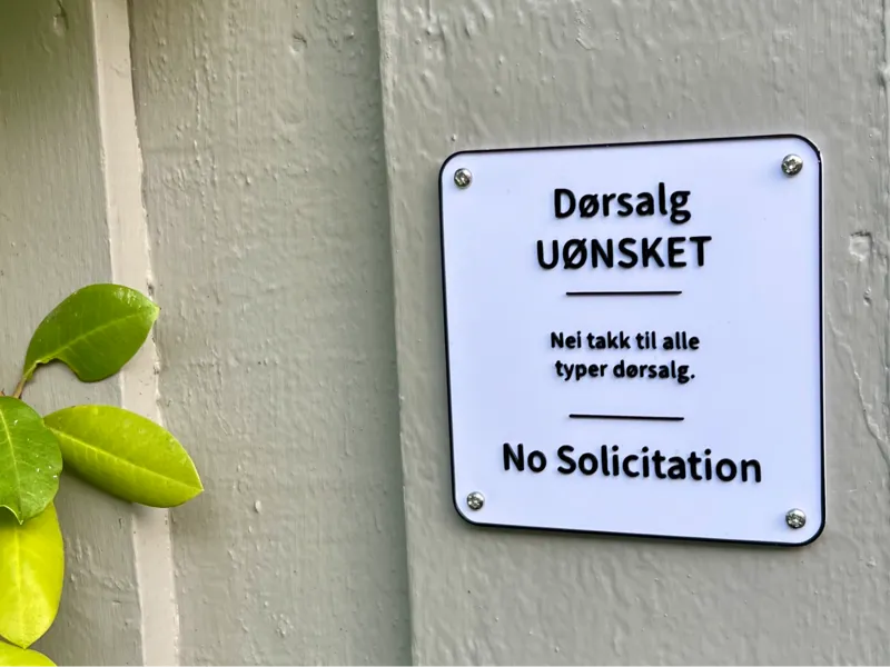 Dørsalg Uønsket Skilt / No Solicitation Sign