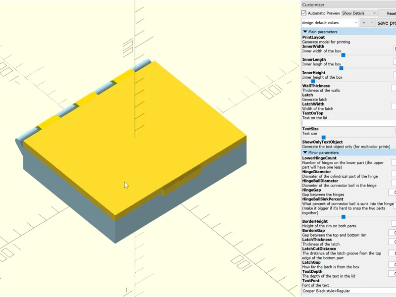 Parametric hinged box