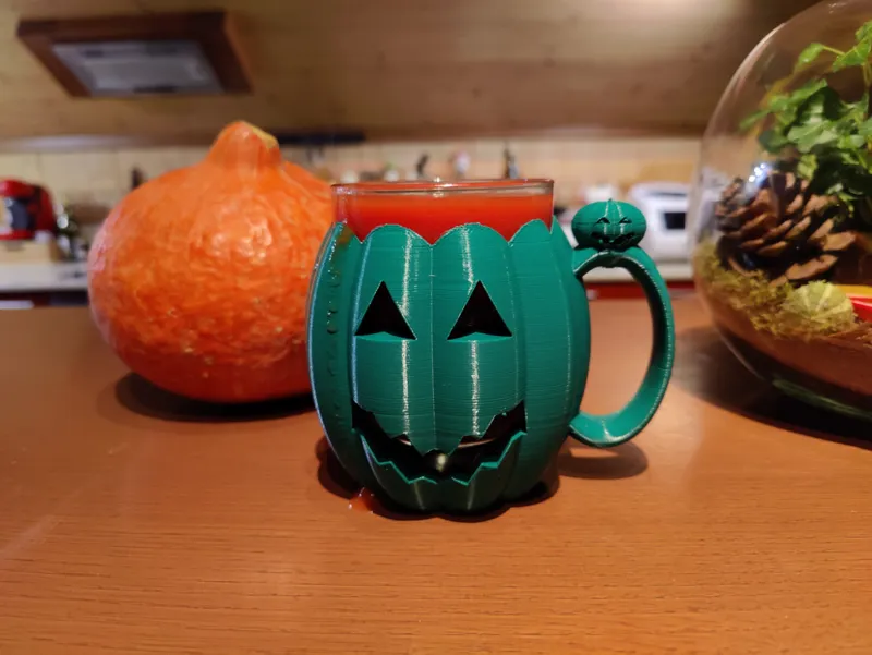 Customizable pumpkin mug, upcycling nutella glass