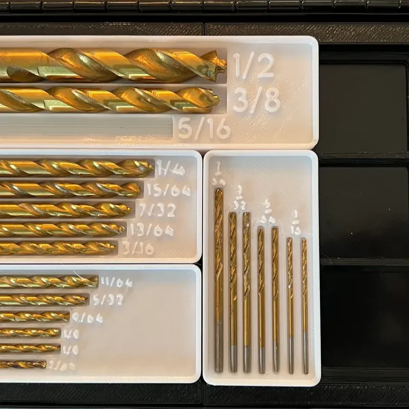 Gridfinity 21-Piece Imperial Drill Bit Holders 