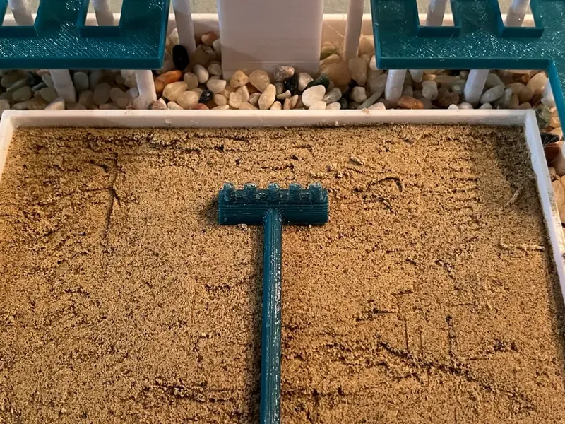 Zen garden with water fountain