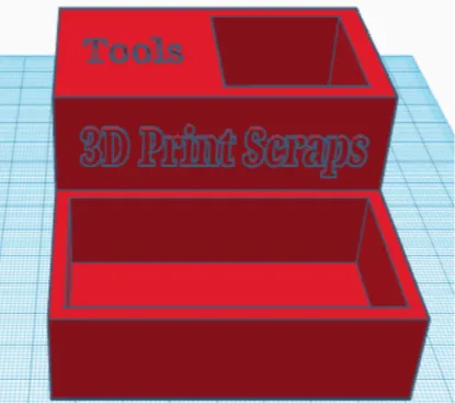 Scrap bin/tool bin for 3d printers