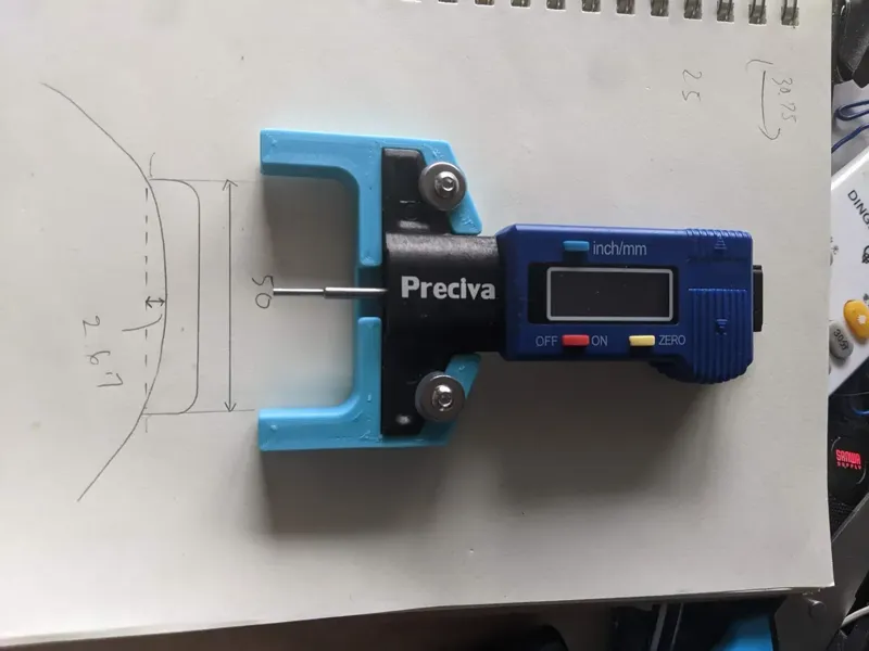 Depth gauge to radius caliper adapter
