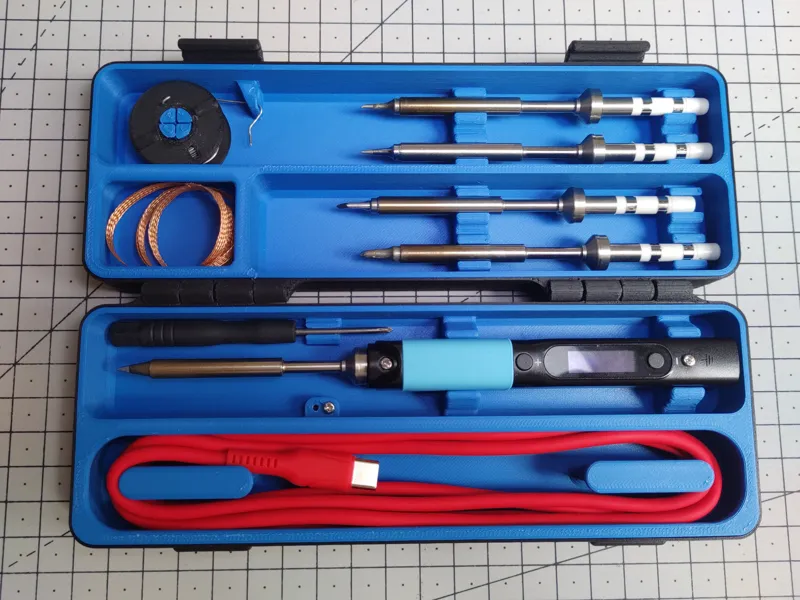Pinecil Case (stores 4 tips, USB cables & solder)