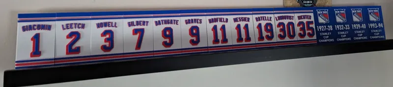 New York Rangers Retired Numbers & Cup Banners