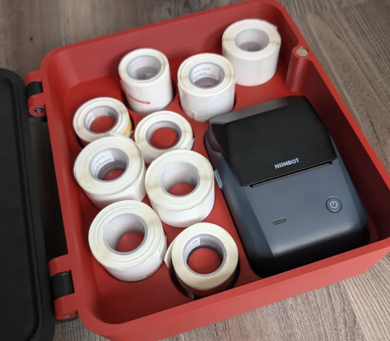 Niimbot B1 Case with storage for 9 extra rolls 