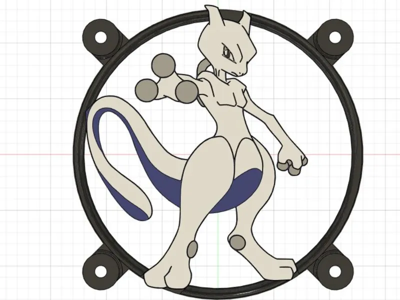 Mewtwo 120mm PC Fan Cover -Playful Decorative Look