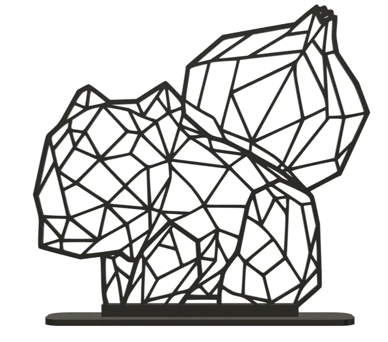 Geometric Low Poly Bulbasaur with stand