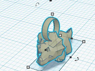 low poly triceratops keychain