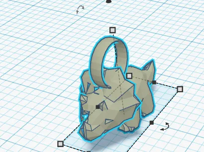low poly triceratops keychain