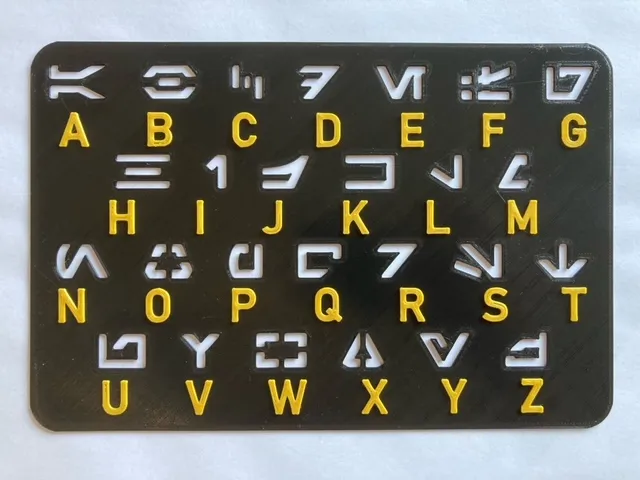 Aurebesh alphabet stencil