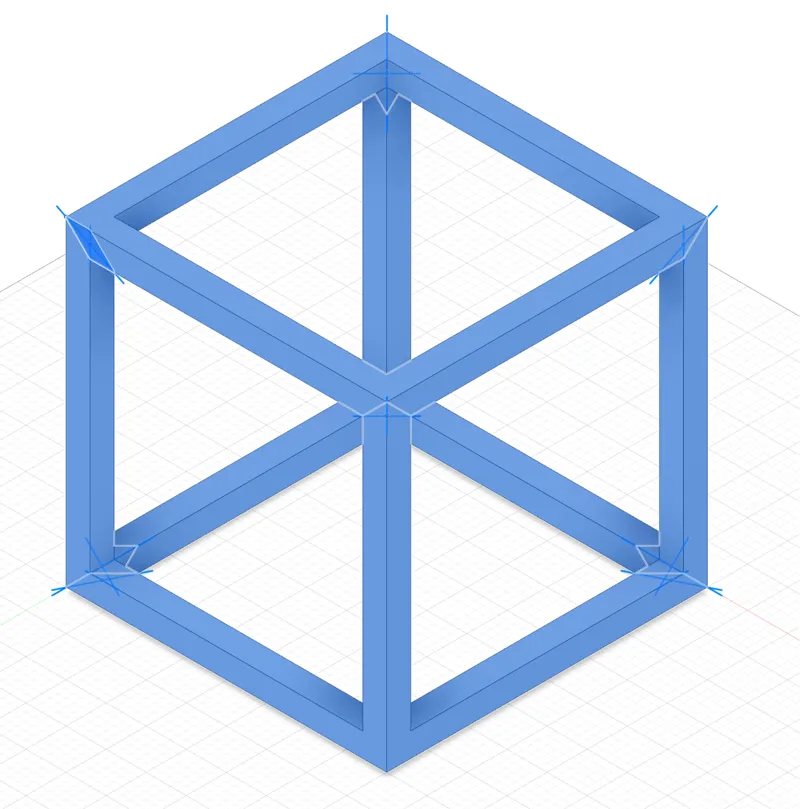 Cube wiremodel eith multiple intersections