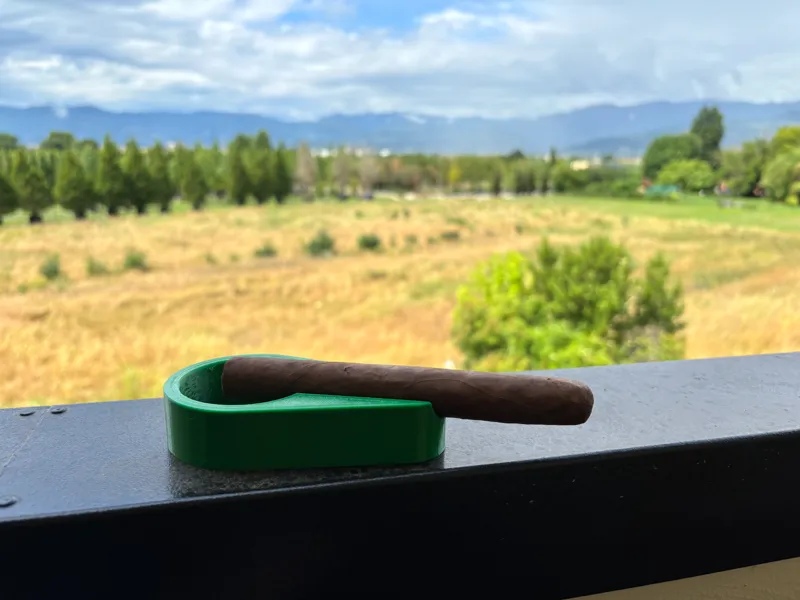 Ashtray with cigar holder