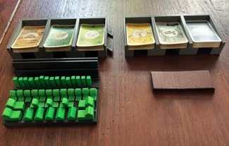 settlers of catan material & wooden figure holder