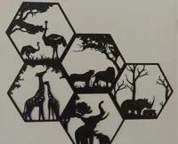 Décoration murale hexagonale animaux sauvages d'Afrique (5 pièces) — photo 1