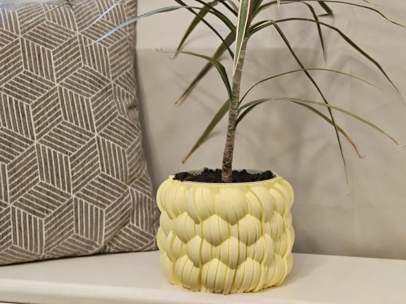 Abstract bubble plant pot with spiral