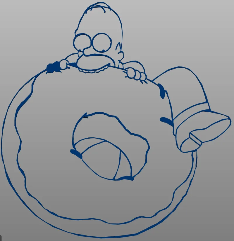 homer eating a donut wall art