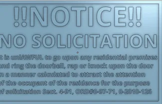 No Soliciting Ordinance Sign 