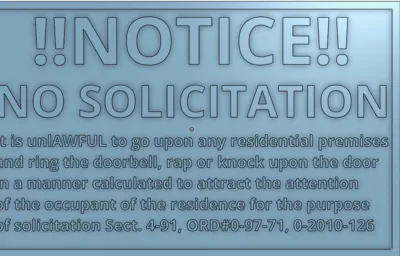 No Soliciting Ordinance Sign 
