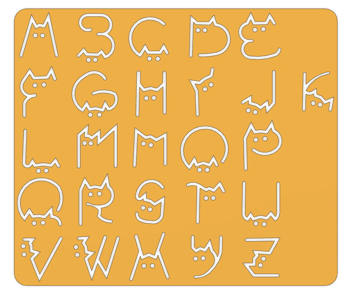 Gabarit de dessin alphabet chat