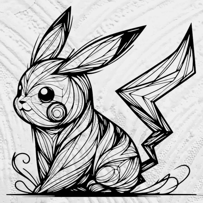 Flowing Line Art Pikachu
