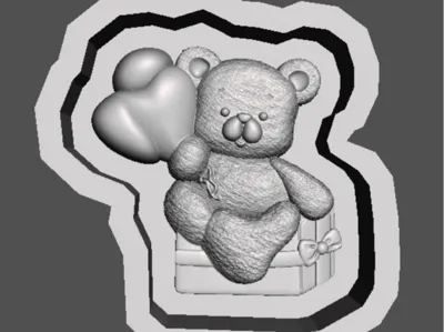 oso sentado en caja regalo, molde para chocolates