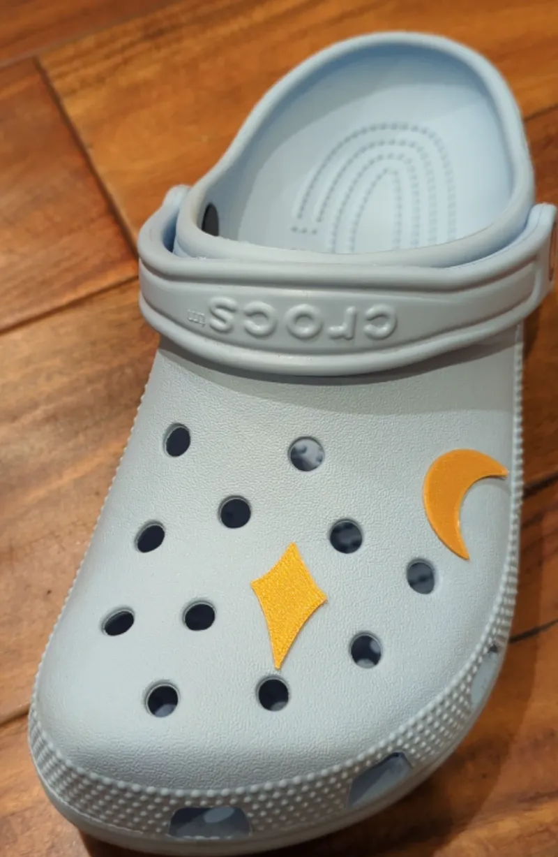 Crescent moon and Diamond star Croc charm