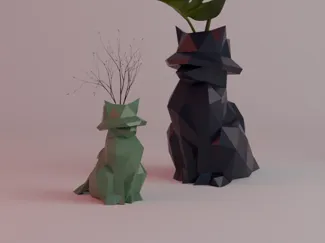Cat with a hat vase