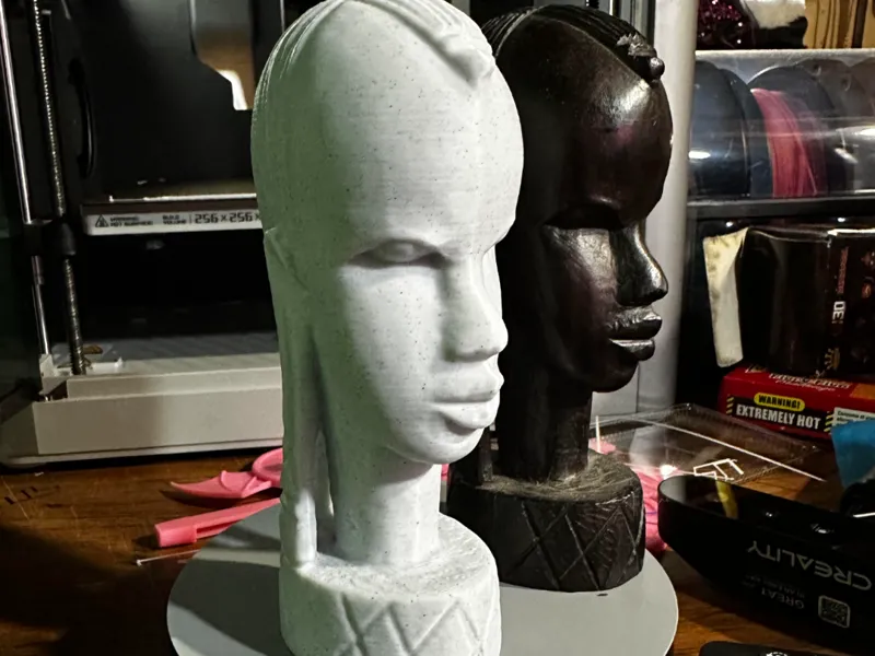African wood carved scuplture with long ears
