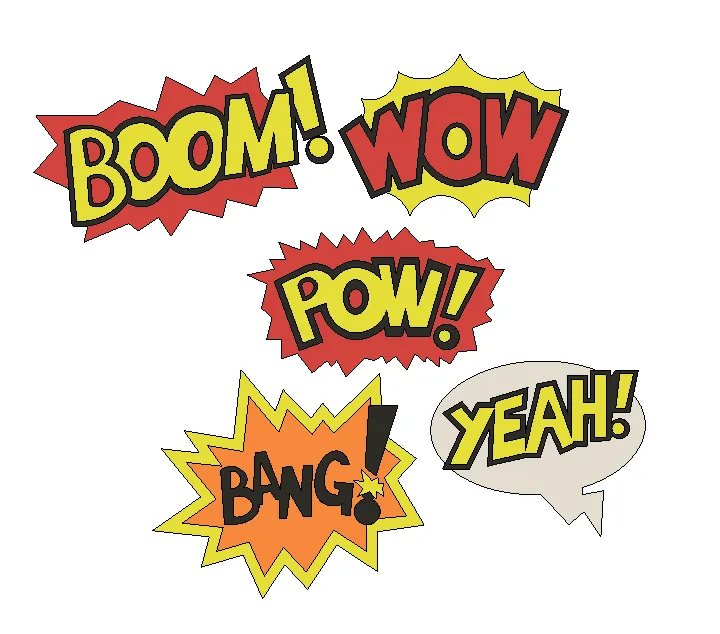 Onomatopoeia fridge magnets 