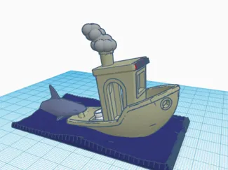 Benchy boat with shark