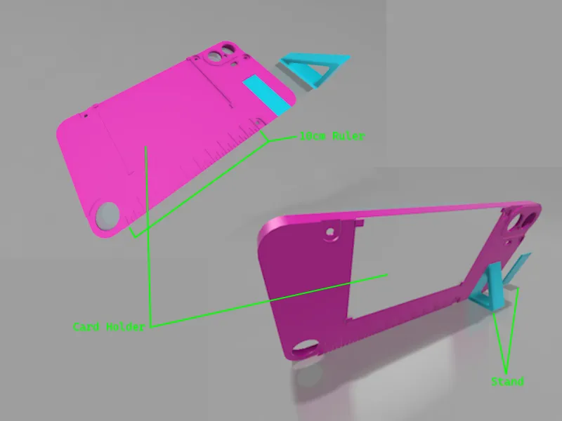 CMF Phone 1 backplate (ruler, stand, card holder)