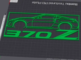 Nissan 370z silhouette with border and text