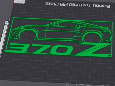 Nissan 370z silhouette with border and text