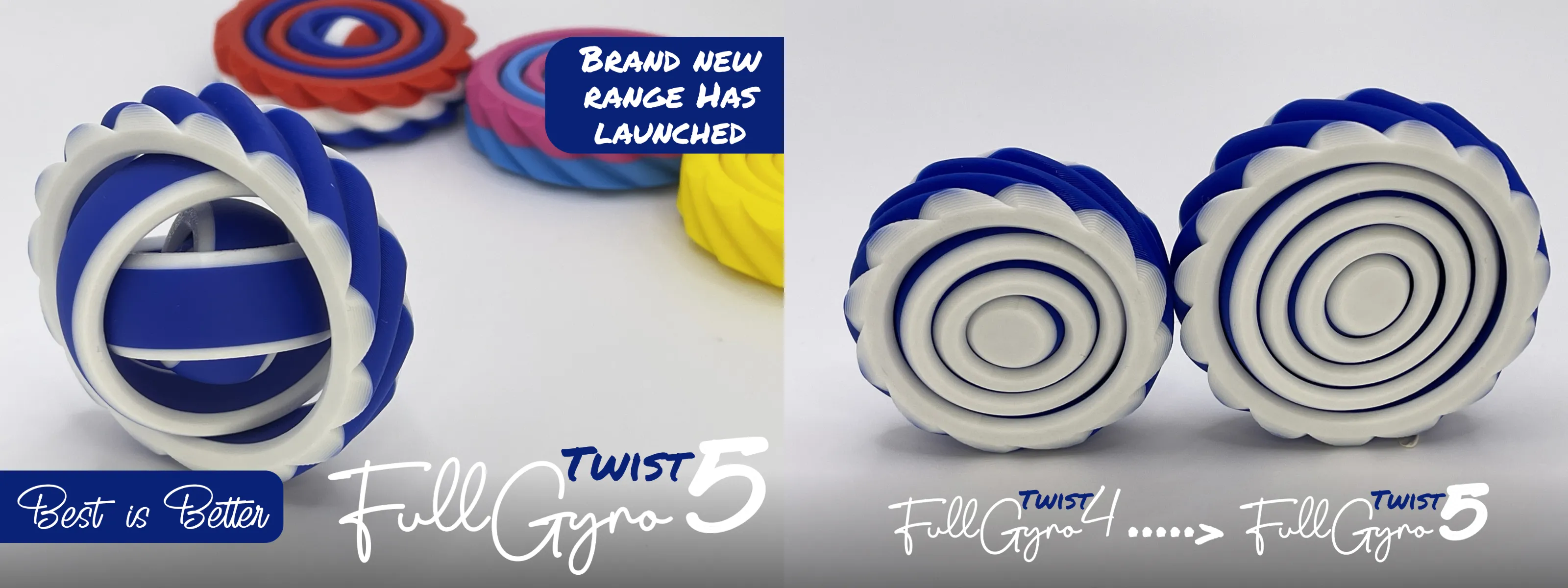 FullGyro5 Twist Promotion to inform people a new version is available, shows the main product and a comparison side-by-by side image.