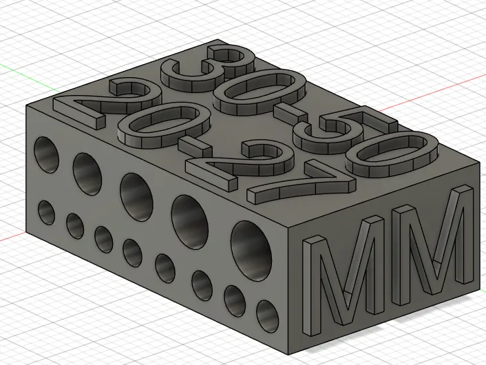 hole size test 20mm long